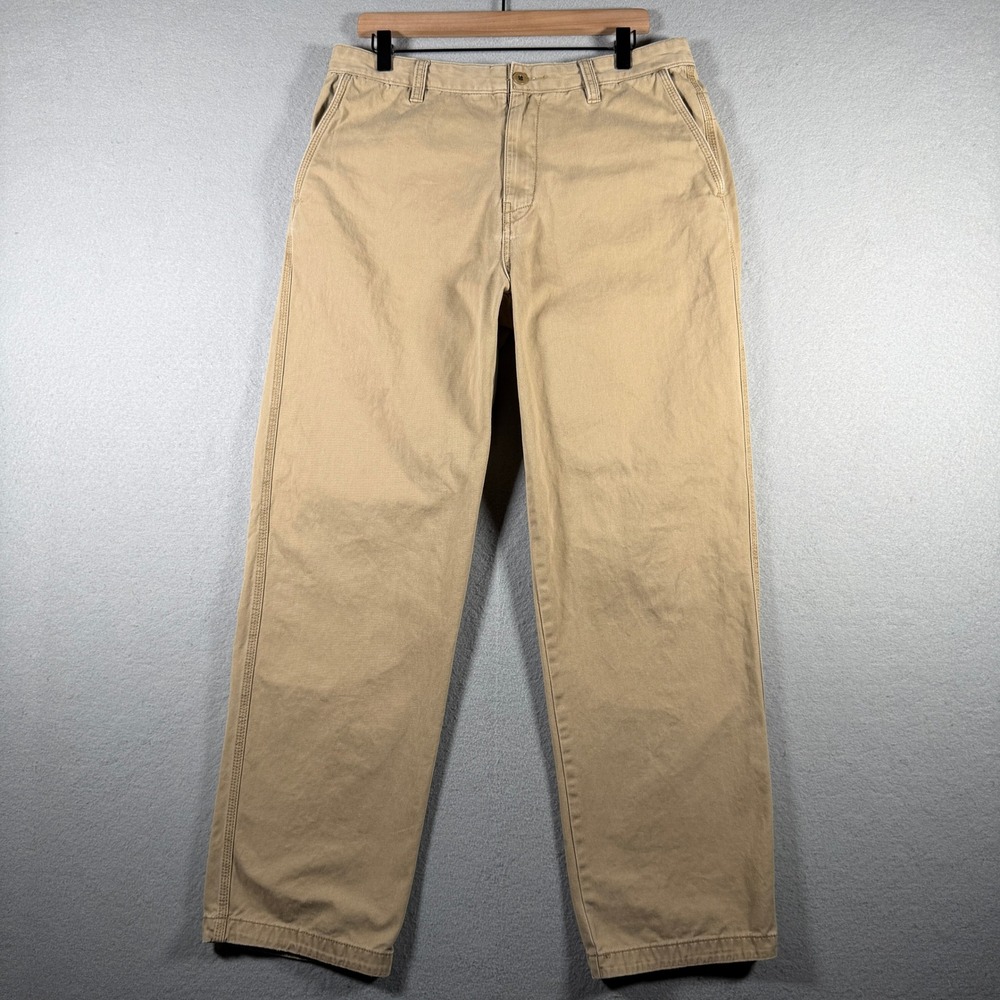 Nautica Jeans Co Mens 34x32 Khaki Tan Cotton Twill Straight Leg Workwear Pants